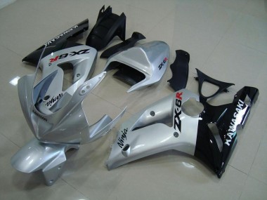 Argent Noir Carénage Moto Kawasaki ZX6R 03-04
