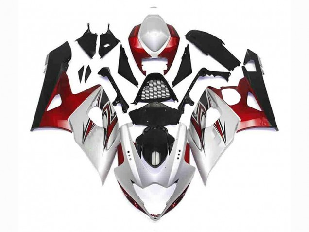 Argent Rouge Noir Carénage Moto Suzuki GSXR 1000 K5 05-06 Argent Rouge Noir Carénage Moto Suzuki GSXR 1000 K5 05-06