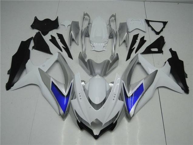 Blanc Argent Bleu Carénage Moto Suzuki GSXR 600 / 750 K8 08-10 Blanc Argent Bleu Carénage Moto Suzuki GSXR 600 / 750 K8 08-10