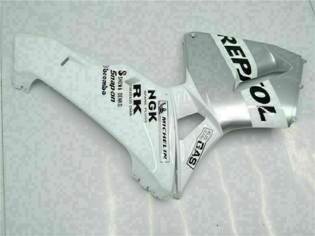 Blanc Argent Repsol Carénage Moto Honda CBR 600 RR 03-04 Blanc Argent Repsol Carénage Moto Honda CBR 600 RR 03-04