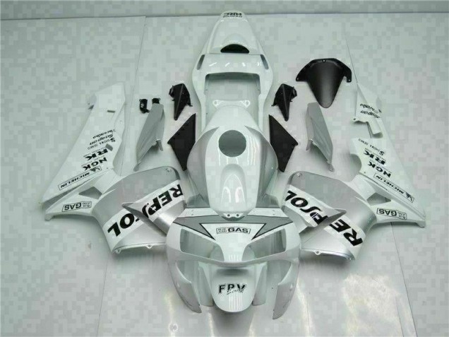 Blanc Argent Repsol Carénage Moto Honda CBR 600 RR 03-04 Blanc Argent Repsol Carénage Moto Honda CBR 600 RR 03-04