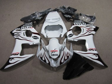 Blanc Noir Flamme Requin Carénage Moto Yamaha R6 03-05