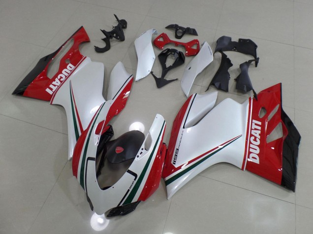 Blanc Rouge Carénage Moto Ducati 1199 11-14 Blanc Rouge Carénage Moto Ducati 1199 11-14