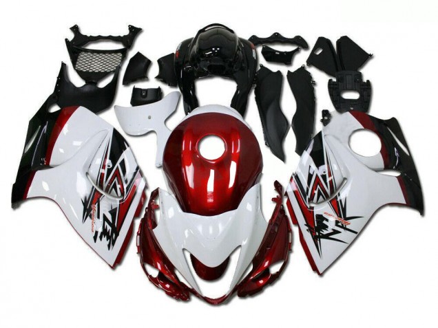 Blanc Rouge Carénage Moto Suzuki GSXR 1300 Hayabusa 08-19 Blanc Rouge Carénage Moto Suzuki GSXR 1300 Hayabusa 08-19