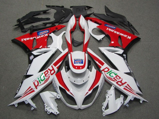 Blanc Rouge Rapid Carénage Moto Kawasaki ZX6R 09-12 Blanc Rouge Rapid Carénage Moto Kawasaki ZX6R 09-12