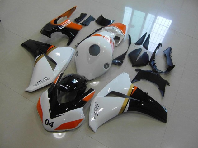 Blanc et Noir et Orange Courses Carénage Moto Honda CBR 1000 RR 08-11 Blanc et Noir et Orange Courses Carénage Moto Honda CBR 1000 RR 08-11
