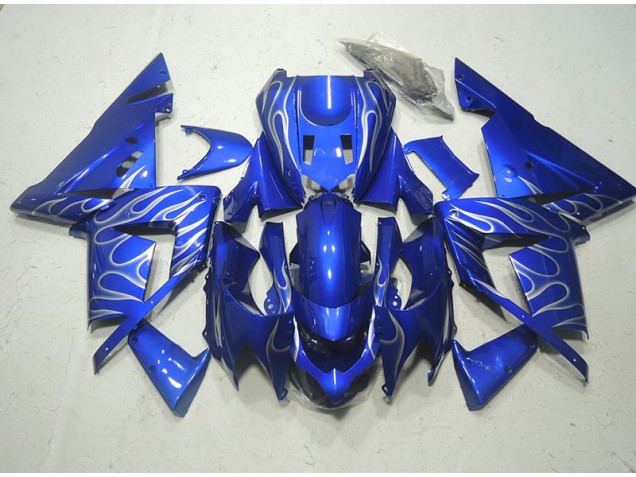 Bleu Blanc Flamme Carénage Moto Kawasaki ZX10R 03-05 Bleu Blanc Flamme Carénage Moto Kawasaki ZX10R 03-05