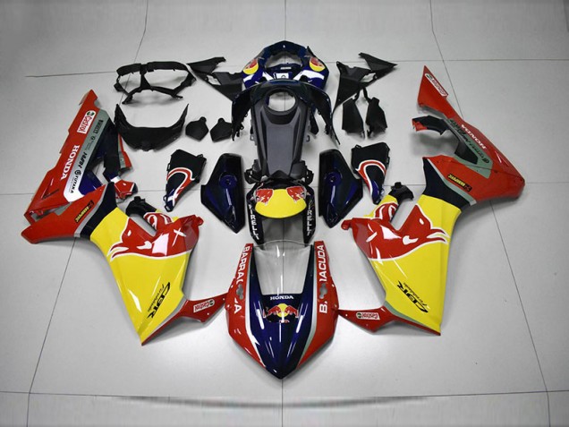 Bleu Jaune Rouge Red Bull Carénage Moto Honda CBR 1000 RR 17-23 Bleu Jaune Rouge Red Bull Carénage Moto Honda CBR 1000 RR 17-23