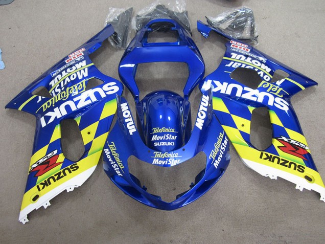 Bleu Jaune Telefumia Movistar Carénage Moto Suzuki GSXR 600 K1 K2 K3 01-03 Bleu Jaune Telefumia Movistar Carénage Moto Suzuki GSXR 600 K1 K2 K3 01-03