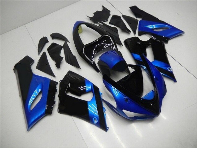 Bleu Noir Carénage Moto Kawasaki ZX6R 05-06 Bleu Noir Carénage Moto Kawasaki ZX6R 05-06