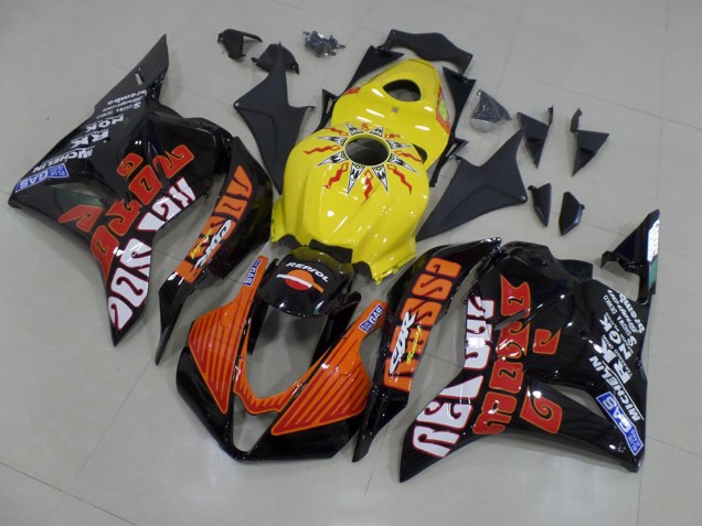 Jaune Rossi Courses Carénage Moto Honda CBR 600 RR 09-12 Jaune Rossi Courses Carénage Moto Honda CBR 600 RR 09-12