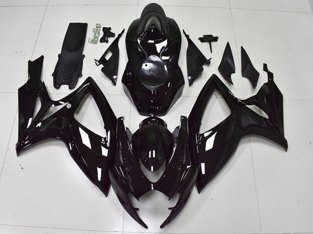 Noir Brillant Kits Carénages Moto ABS Suzuki GSXR 600/750 2006-2007