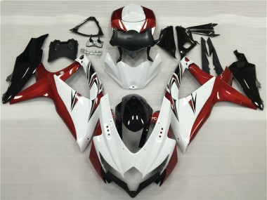 Blanc Rouge Noir Brillant Carénage Moto Suzuki GSXR 600/750 2008-2010 Pas Chère