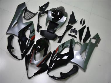 Noir Brillant Argent Carénages Moto Suzuki GSXR 1000 2005-2006 Pas Chère
