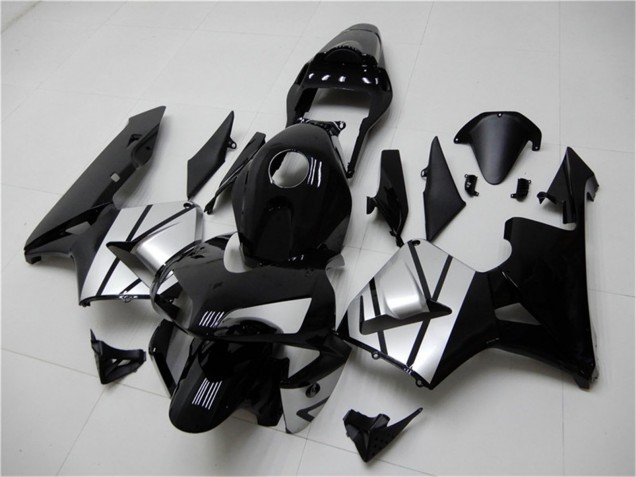 Argent Noir Brillant Bande Carénage Moto Honda CBR600RR 2003-2004