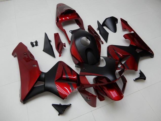 Rouge Noir Mat Bande Carénage Moto Honda CBR600RR 2003-2004
