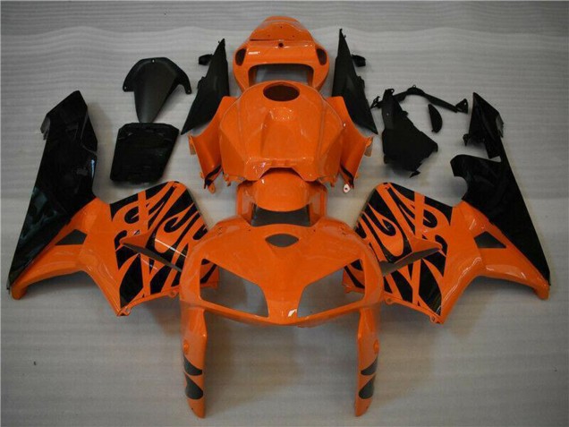 Orange Noir Flamme Carénages Moto Honda CBR600RR 2005-2006