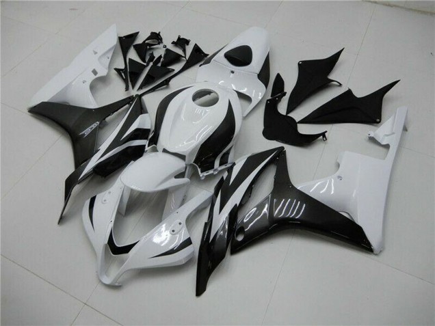 Blanc Noir Brillant Kits Carénages Moto ABS Honda CBR600RR 2007-2008