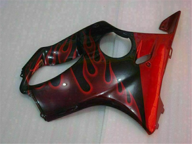 Noir Brillant Rouge Flamme Carénage Moto Honda CBR600 F4i 2004-2007