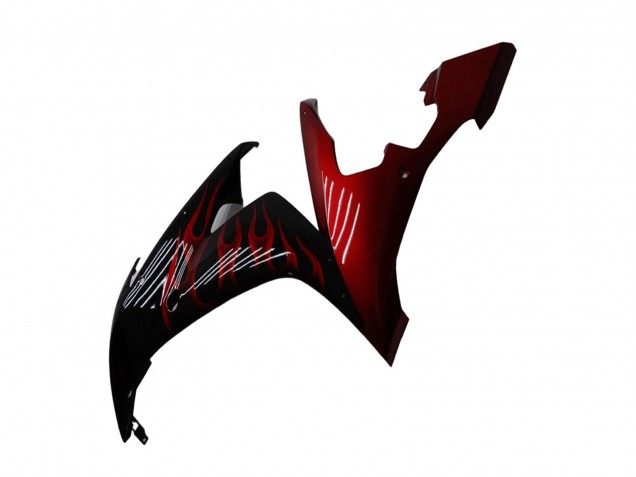 Noir Brillant Rouge Flamme Carénage Moto Yamaha YZF R1 2004-2006