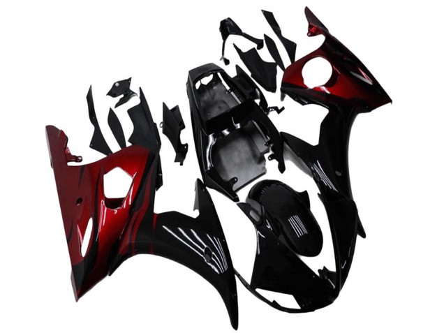 Noir Brillant Rouge Kits Carénages Moto Yamaha YZF R6 2003-2004