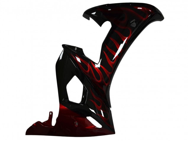 Noir Brillant Rouge Flamme Carénages Moto Yamaha YZF R6 2003-2004