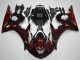 Noir Brillant Rouge Flamme Carénages Moto Yamaha YZF R6 2003-2004
