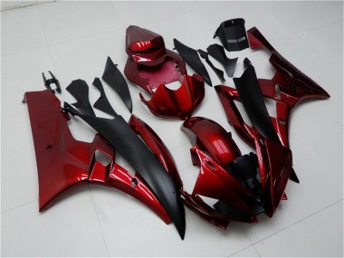 Rouge Noir Mat Kits Carénages Moto Yamaha YZF R6 2006-2007 Pas Chère