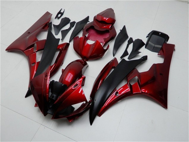 Rouge Noir Mat Kits Carénages Moto Yamaha YZF R6 2006-2007
