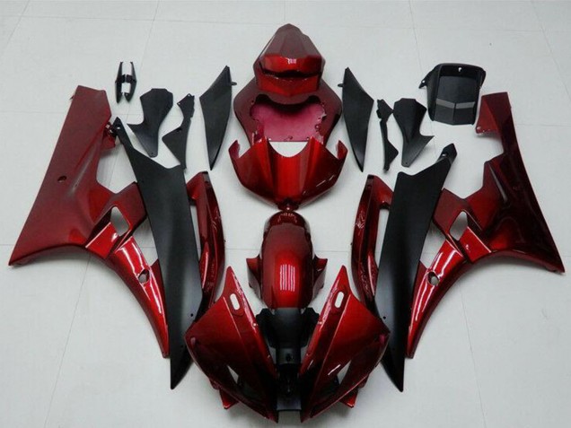 Rouge Noir Mat Kits Carénages Moto Yamaha YZF R6 2006-2007