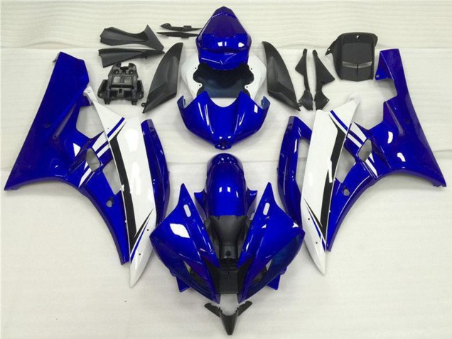 Bleu Blanc Noir Carénage Moto Yamaha YZF R6 2006-2007