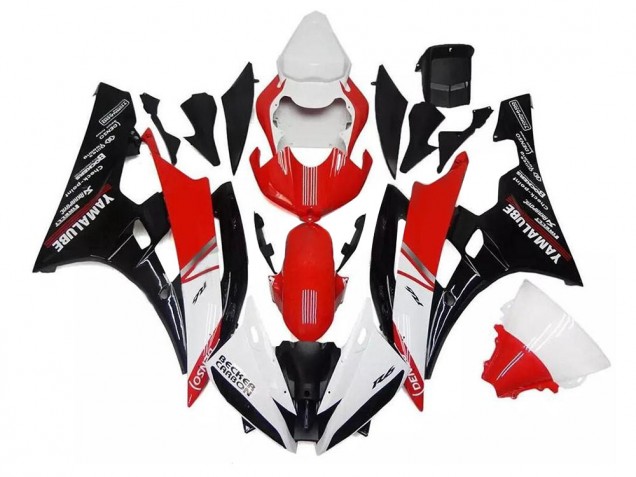 Blanc Rouge Noir Carénage Moto Yamaha YZF R6 2006-2007