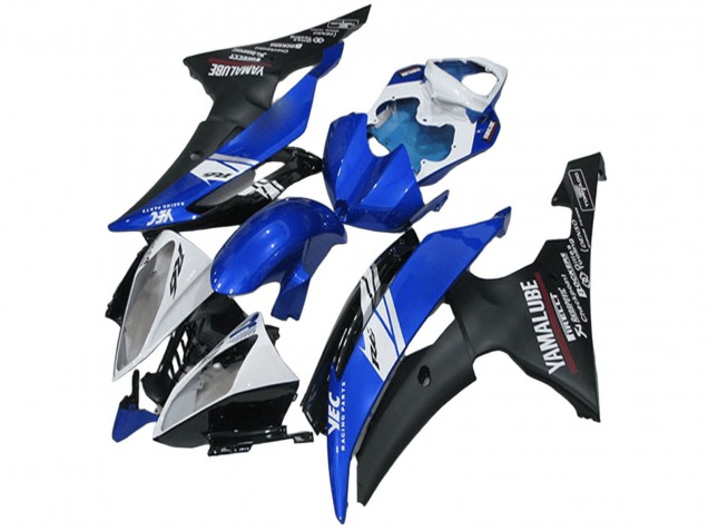 Blanc Bleu Noir Mat Yamalube Carénage Moto Yamaha YZF R6 2008-2016