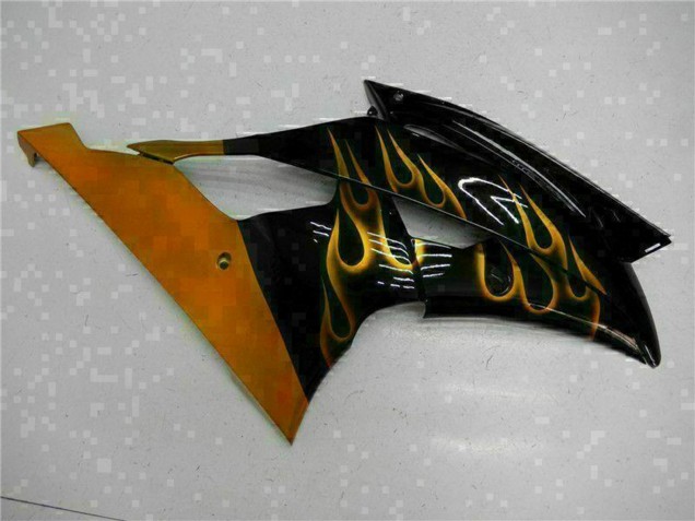 Noir Brillant Or Flamme Carénage Moto Yamaha YZF R6 2008-2016