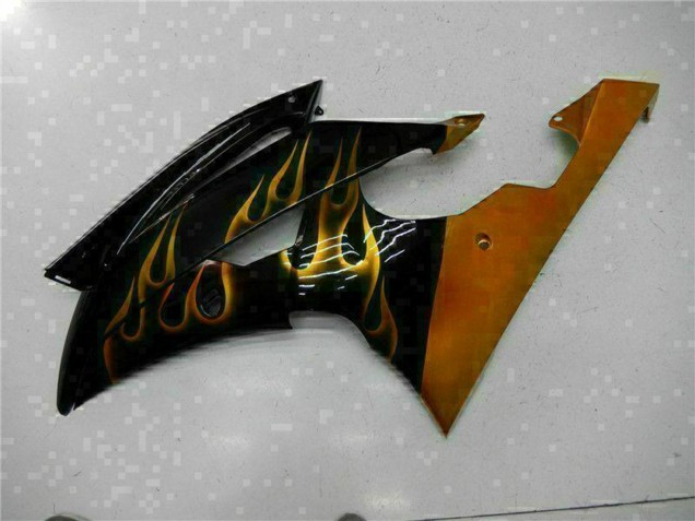 Noir Brillant Or Flamme Carénage Moto Yamaha YZF R6 2008-2016