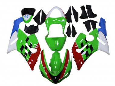 Blanc Vert Bleu Rouge Noir Carénage Moto Kawasaki ZX6R 2005-2006 Pas Chère