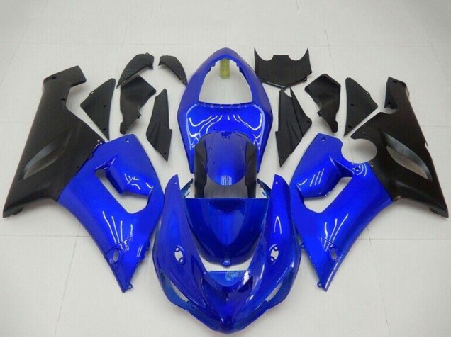Bleu Noir Mat Carénage Moto Kawasaki ZX6R 2005-2006