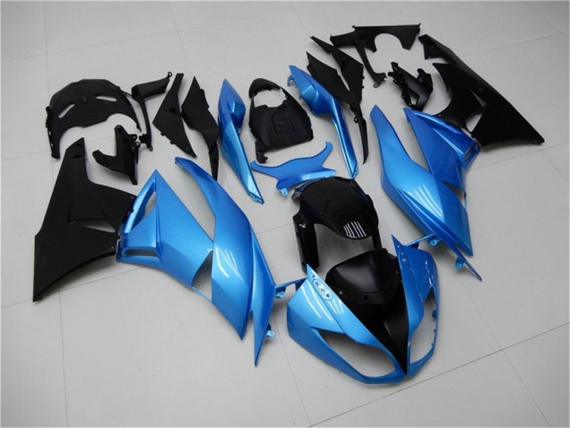 Bleu Clair Noir Brillant Carénage Moto Kawasaki ZX6R 2009-2012