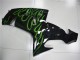 Noir Brillant Vert Flamme Carénage Moto Kawasaki ZX10R 2006-2007