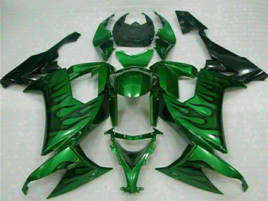 Noir Brillant Vert Flamme Carénage Moto Kawasaki ZX10R 2008-2010 Pas Chère