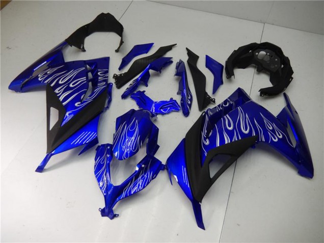Bleu Noir Blanc Flamme Carénage Moto Kawasaki Ninja 300 EX300R 2013-2024