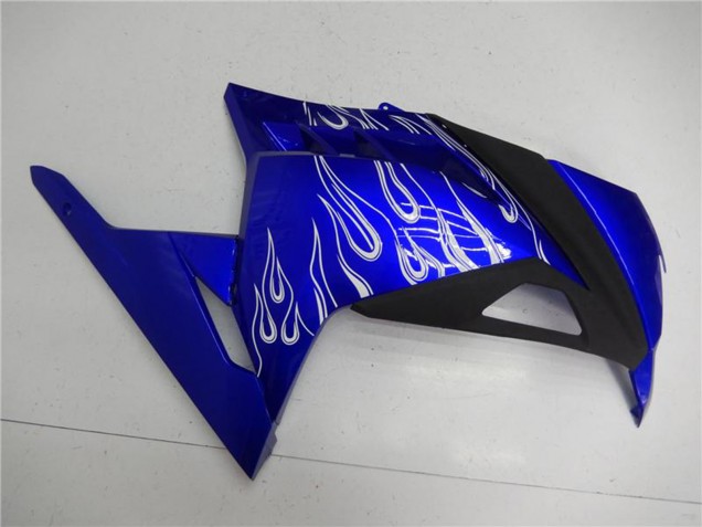 Bleu Noir Blanc Flamme Carénage Moto Kawasaki Ninja 300 EX300R 2013-2024