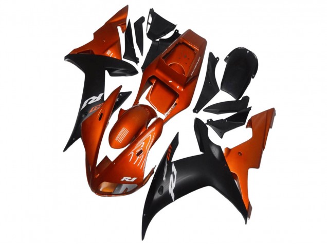 Orange Noir Mat Carénage Moto Yamaha YZF R1 2002-2003