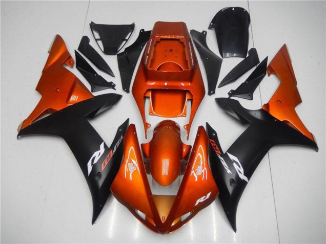 Orange Noir Mat Carénage Moto Yamaha YZF R1 2002-2003
