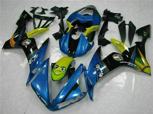 Bleu Jaune Requin Carénage Moto Yamaha YZF R1 2004-2006