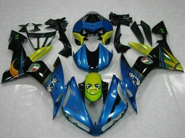 Bleu Jaune Requin Carénage Moto Yamaha YZF R1 2004-2006 Pas Chère