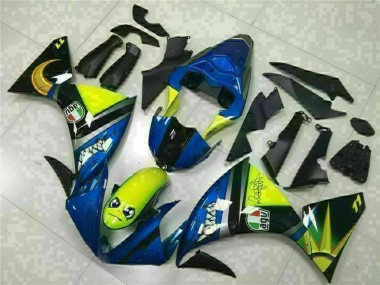 Bleu Jaune Requin Carénage Moto Yamaha YZF R1 2009-2011 Pas Chère