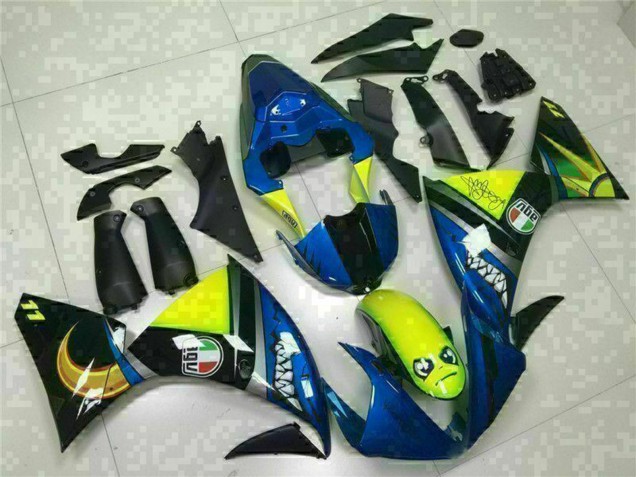 Bleu Jaune Requin Carénage Moto Yamaha YZF R1 2009-2011