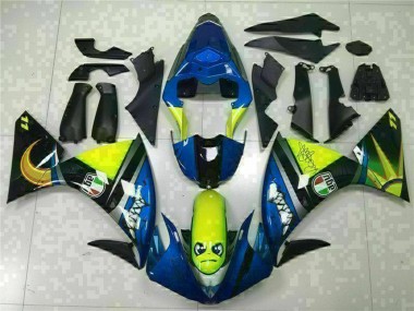 Bleu Jaune Requin Carénage Moto Yamaha YZF R1 2009-2011 Pas Chère