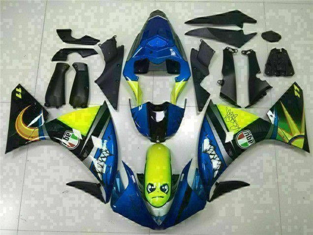 Bleu Jaune Requin Carénage Moto Yamaha YZF R1 2009-2011